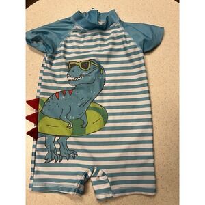 Andy & Evan Infant Boys Blue dinosaur Rashguard Swimwear Suit Size 24m Piling